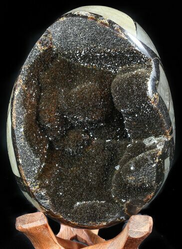 Septarian Dragon Egg Geode - Black Crystals #57443